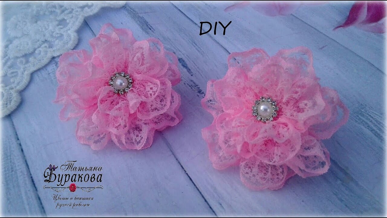 🎀  Бантики из кружева 🎀 Канзаши 🎀 Ribbon bow Kanzashi 🎀 Hand мade 🎀 DIY