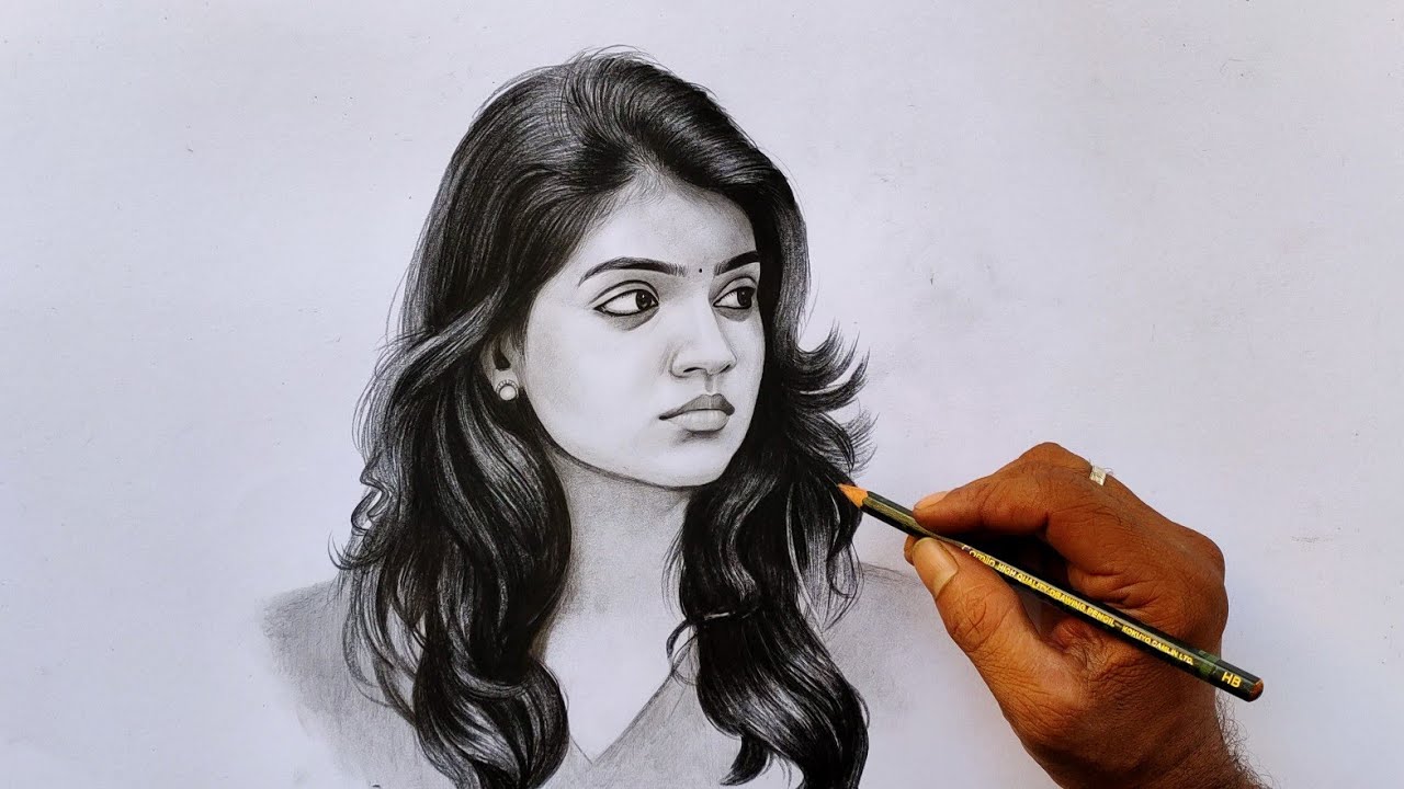 Nazriya Nazim Pencil Drawing and Shading Video for Beginners | Live Art Chennai