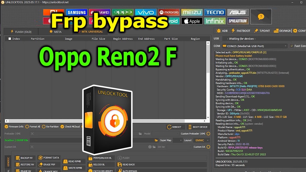 FRP Bypass Google Account Lock Oppo Reno2 F with UnlockTool