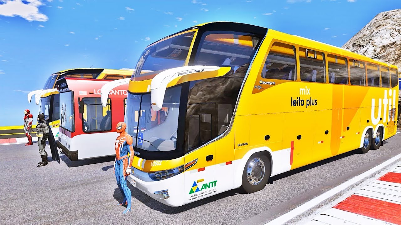 HOMEM ARANHA BATMAN E HOMEM DE FERRO COM &Ocirc;NIBUS! DESAFIO &Eacute;PICO DE &Ocirc;NIBUS & SUPER HER&Oacute;IS - IR GAMES