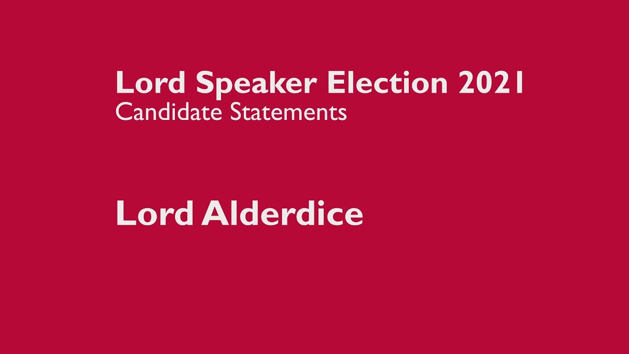Lord Alderdice | Candidate Video | Lord Speaker Election 2021