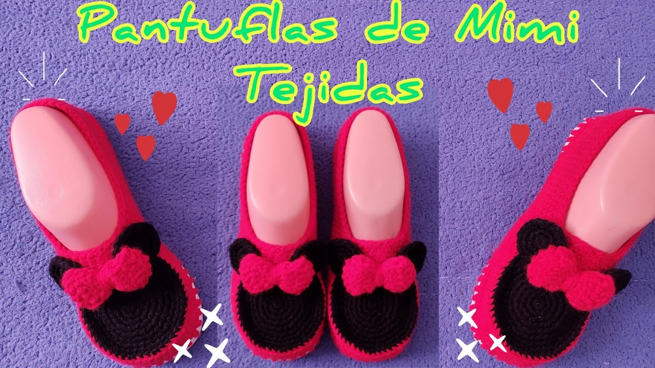 pantuflas de Mimi tejidas a crochet o ganchillo zapatos de Mimi tejidos