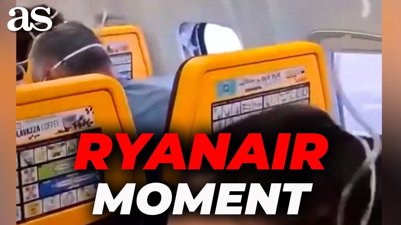 SHOCKING moment ENGINE debris strikes a RYANAIR window mid-flight