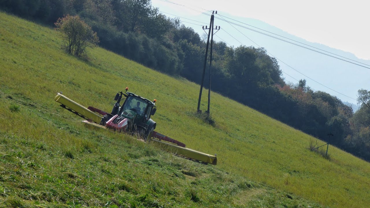 Скашивание склонов трактором John Deere 6120 M + Pöttinger NOVACAT ALPHA MOTION и NOVACAT S10