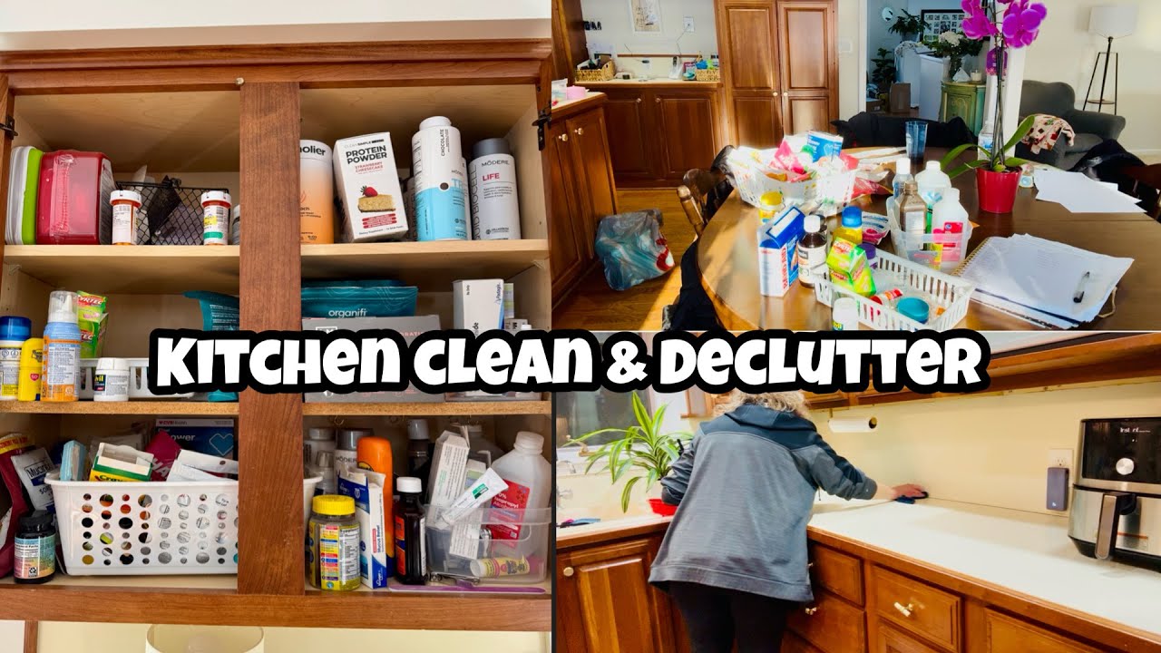 KITCHEN CLEAN & A LITTLE DECLUTTERING- getting my counters cleared and a cabinet decluttered
