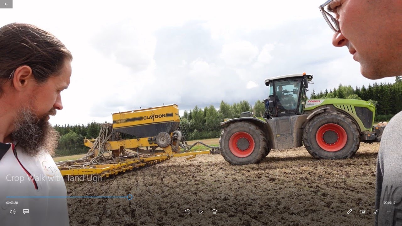 Crop Walk with Tand Ukri in South Latvia featuring the Claydon 8m Hybrid Drill