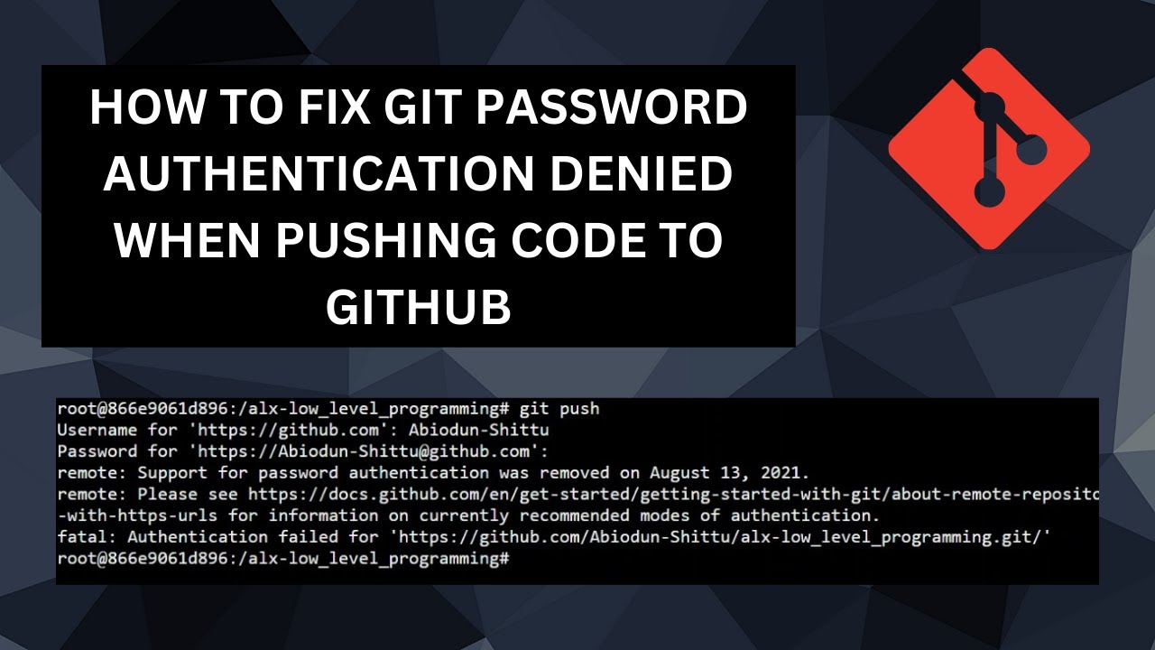 HOW TO FIX GIT PASSWORD AUTHENTICATION DENIED