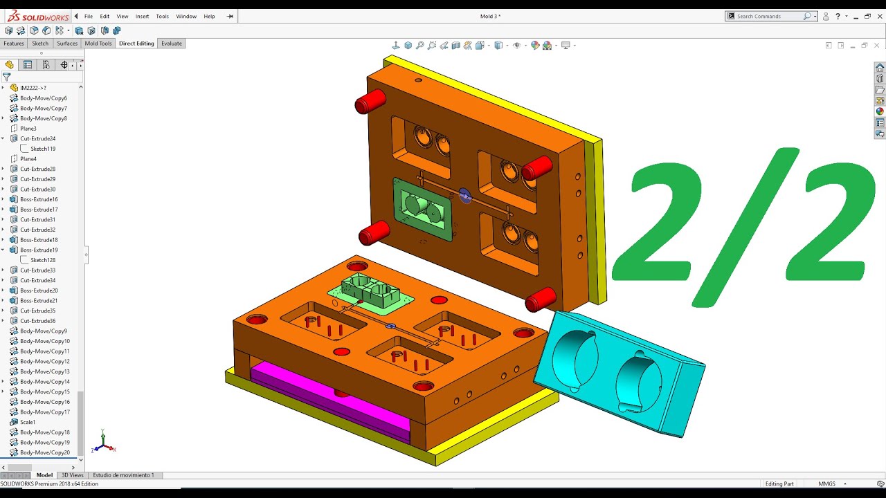 🔴SOLIDWORKS Mold Design | Solidworks Mold Tutorial 2/2🔴