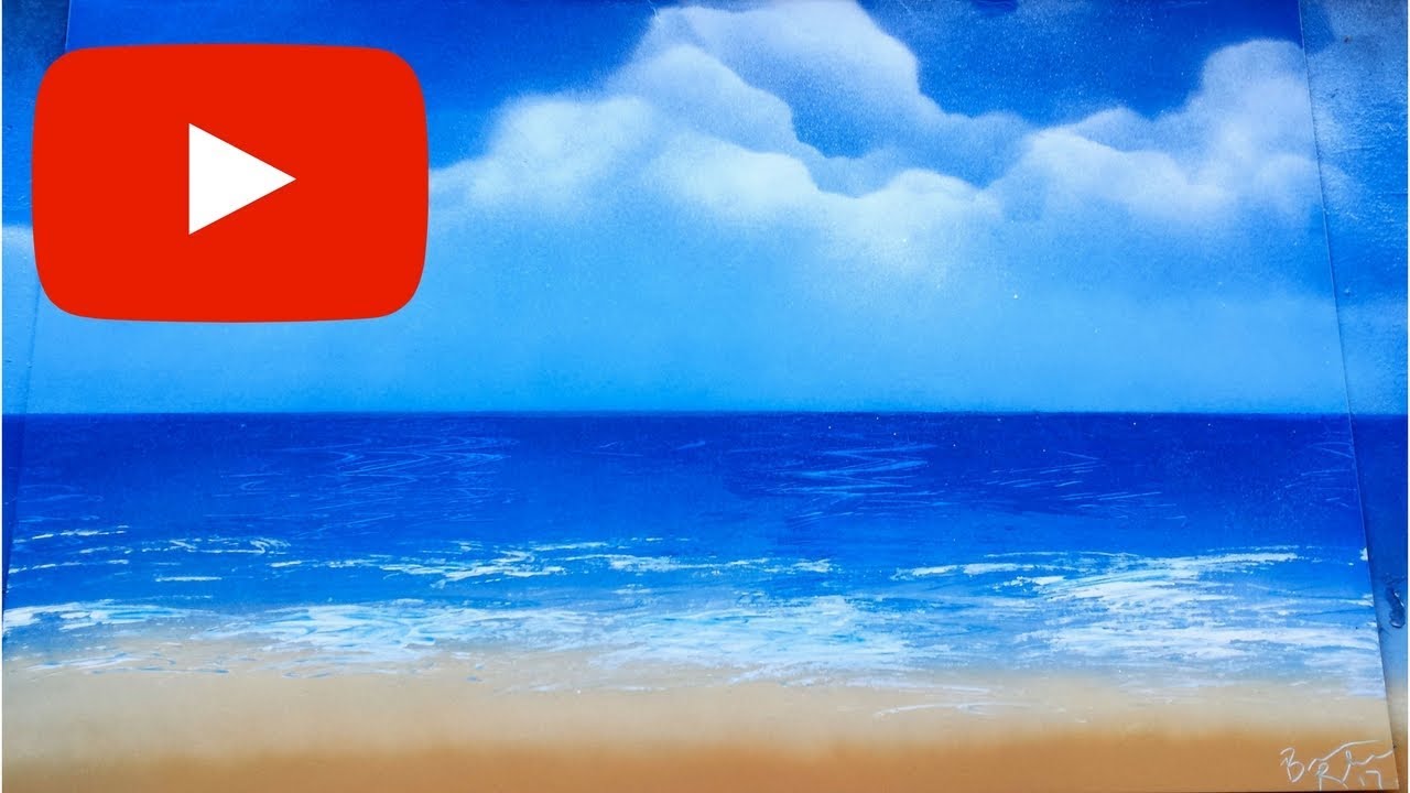 Spray Paint Painting Tropical Beach Scene....AMAZING!!!! ❤❤
