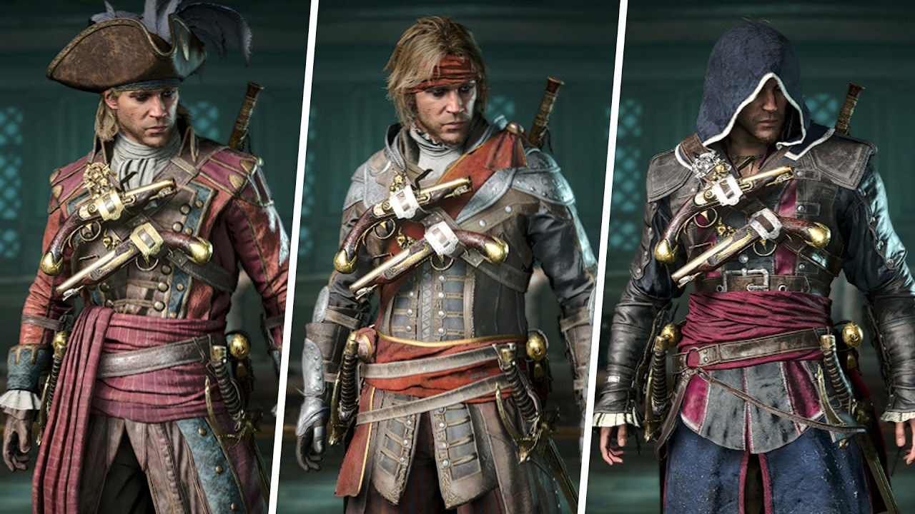 Assassin's Creed Black Flag Resynced - All Outfits Showcase (AC Black Flag Remake)