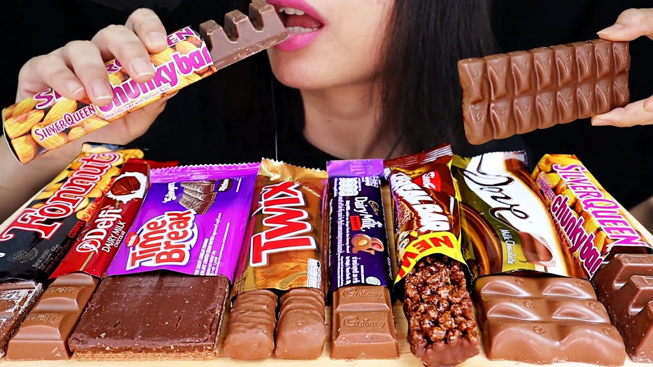 ASMR Chocolate Candy Bars 🍫 TWIX, CHUNKY BAR SILVERQUEEN, CADBURY, DELFI, DOVE, TIME BREAK, SIMBA