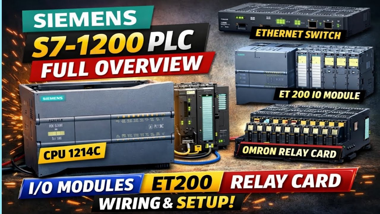 Siemens S7-1200 PLC Full Overview | CPU 1214C Wiring | IO Module | ET200 | Ethernet | Omron Relay