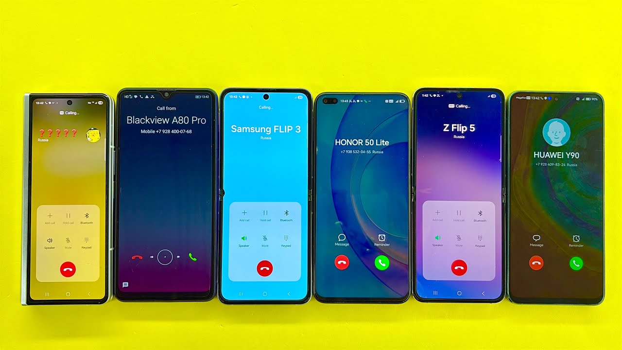 Samsung Z Fold 3 + Blackwiev A80 + Z Flip3 + Honor 50 + Z Flip 5 + Huawei Y90 Incoming Outgoing Call