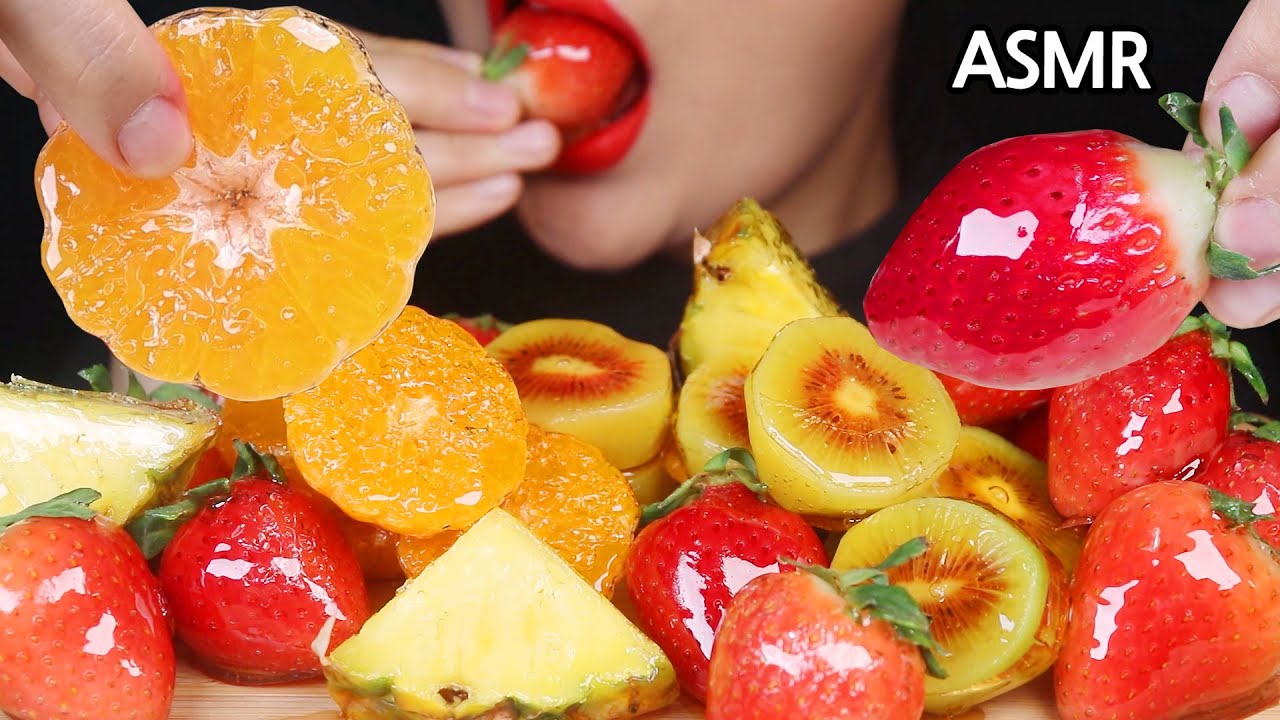 ASMR Tanghulu Candied Fruits  탕후루(딸기,귤,키위,파인애플) Mukbang Kẹo trái cây フルーツ飴