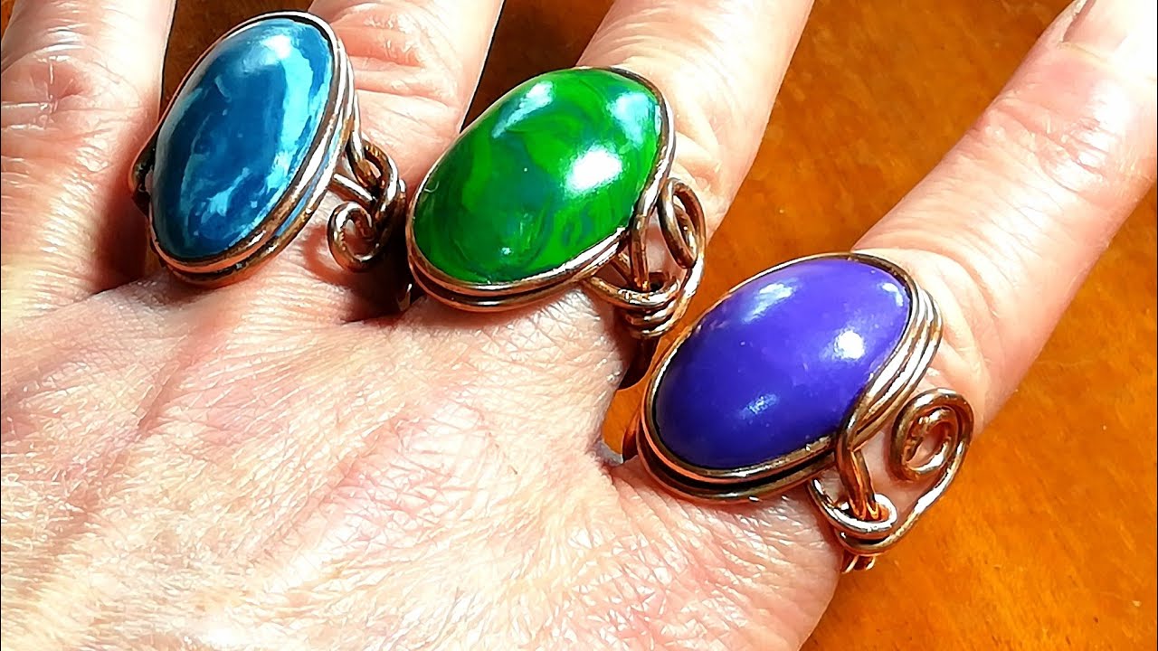 Cabochon ring! Polymer clay and copper wire