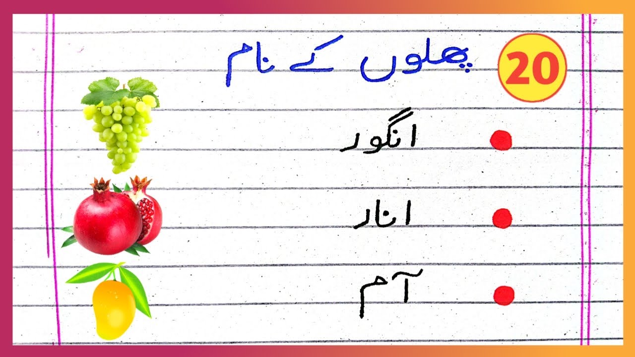 20 Phalon Ke Naam | Phalon Ke Naam Urdu Mein | 20 Flon Ke Naam | 20 Fruits Name