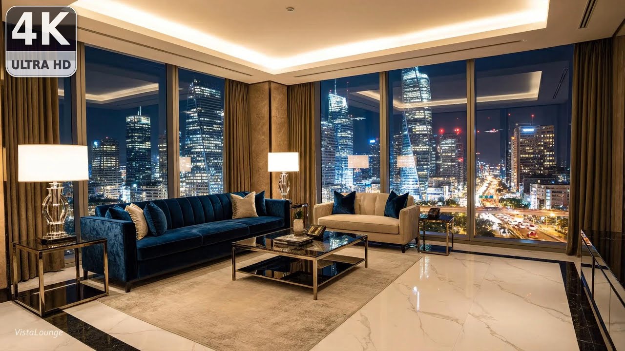 Night Skyline Jazz Lounge 🌃 | Smooth Jazz & City Lights for Relaxation (4K)
