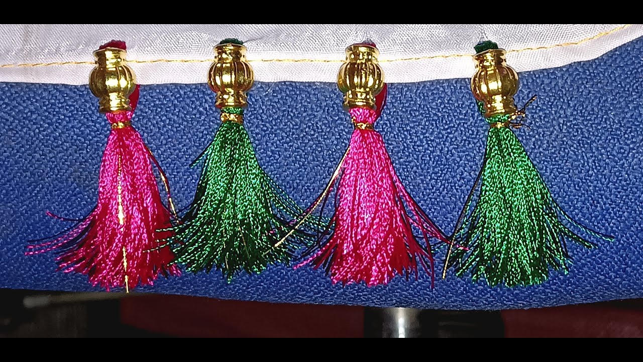 Big hole beeds kuchu design//#sareekuchuwithbeads //#kuchudesigns