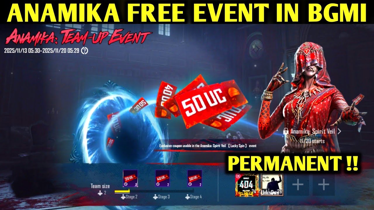 😍ANAMIKA SPIRIT VEIL FREE EVENT IN BGMI | GET PERMANENT ANAMIKA SET & FREE 220 UC VOUCHER