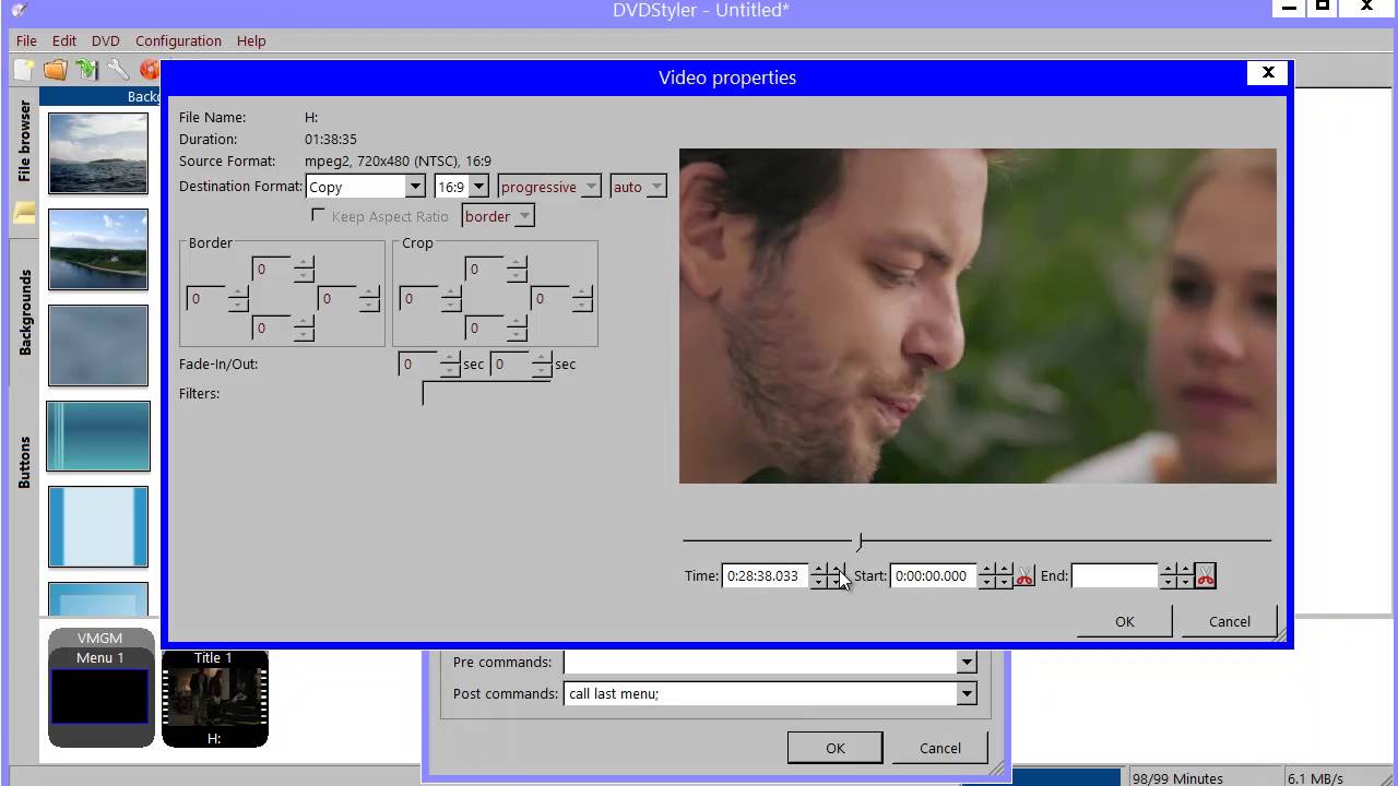 DVDStyler How to cut a segment from a DVD