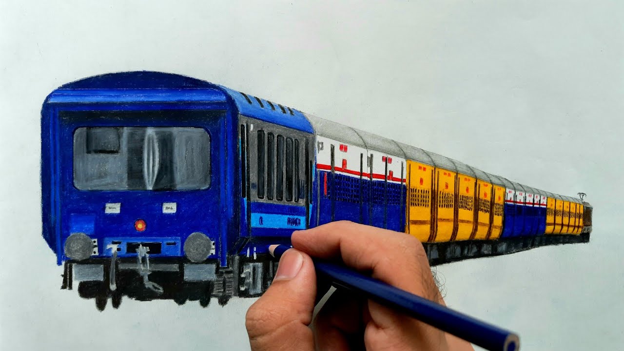 Drawing a train || Simplified sketch of Majestic Deccan Queen with VISTADOME coach || Back View!
