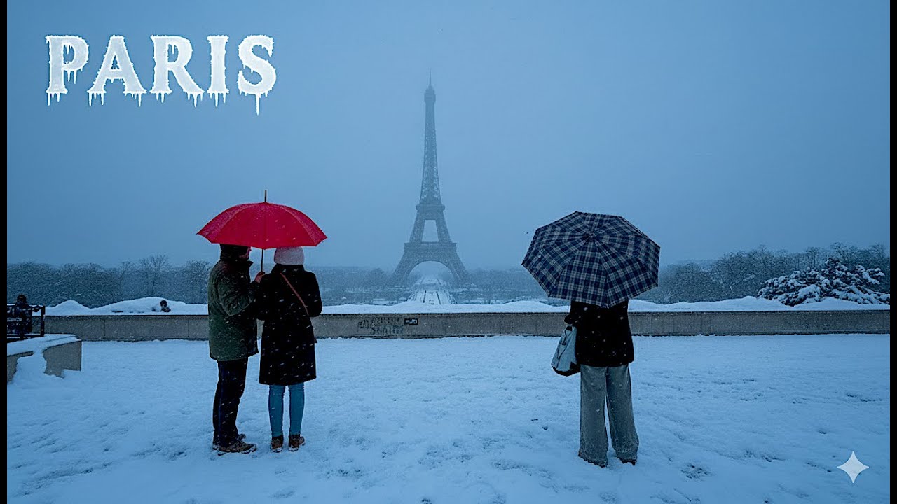 Morning Snowfall in Paris ❄️ Eiffel Tower Winter Walk (January 2026)