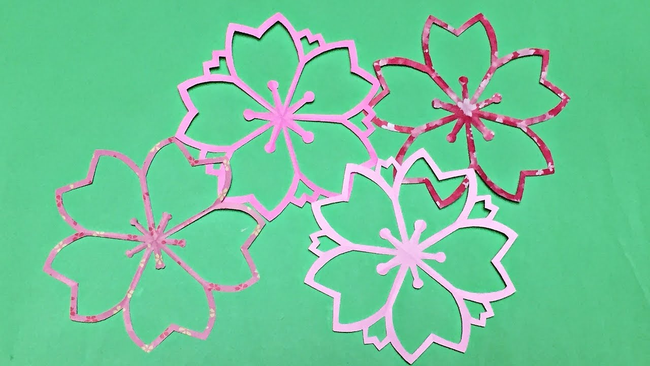 【折り紙】桜の切り方【音声解説あり】簡単な切り紙　Kirigami Cherry Blossom