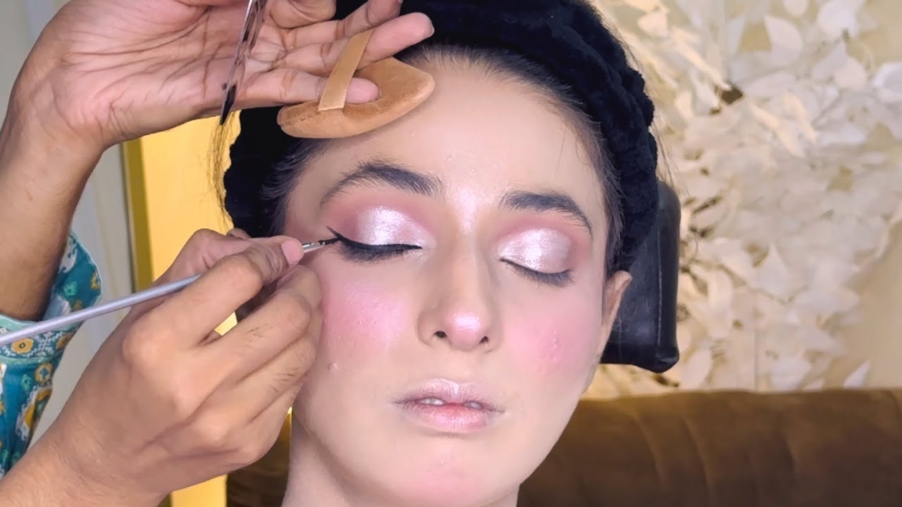 Soft pink glamrous party makeup online class step by step 
