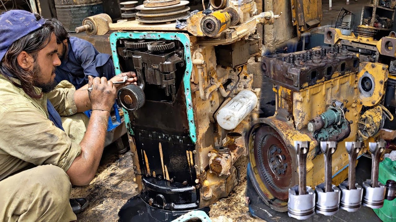 Cat® Wheel Loader 920 old machine engine  Rebuilding || caterpillar 4 cylinder engine repair