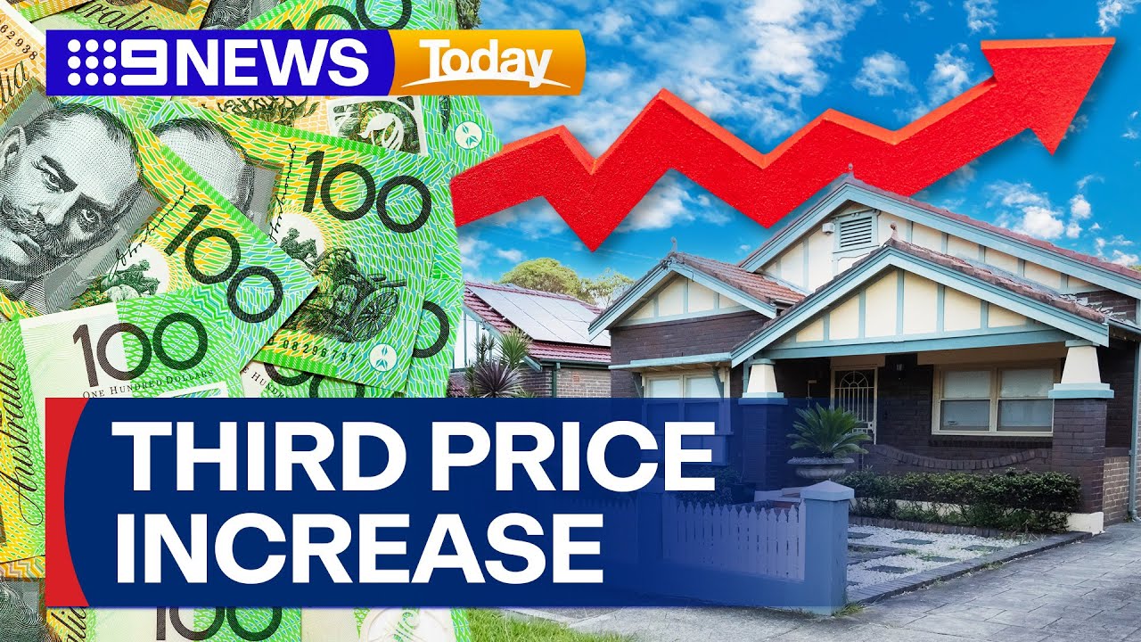 New data shows property prices increased for third consecutive month | 9 News Australia