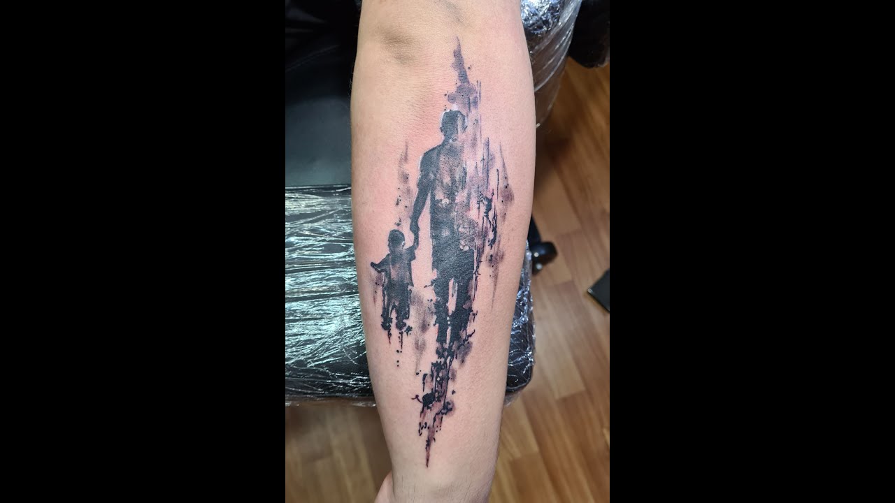 Father and Son Abstract - Tattoo Time Lapse - 4K