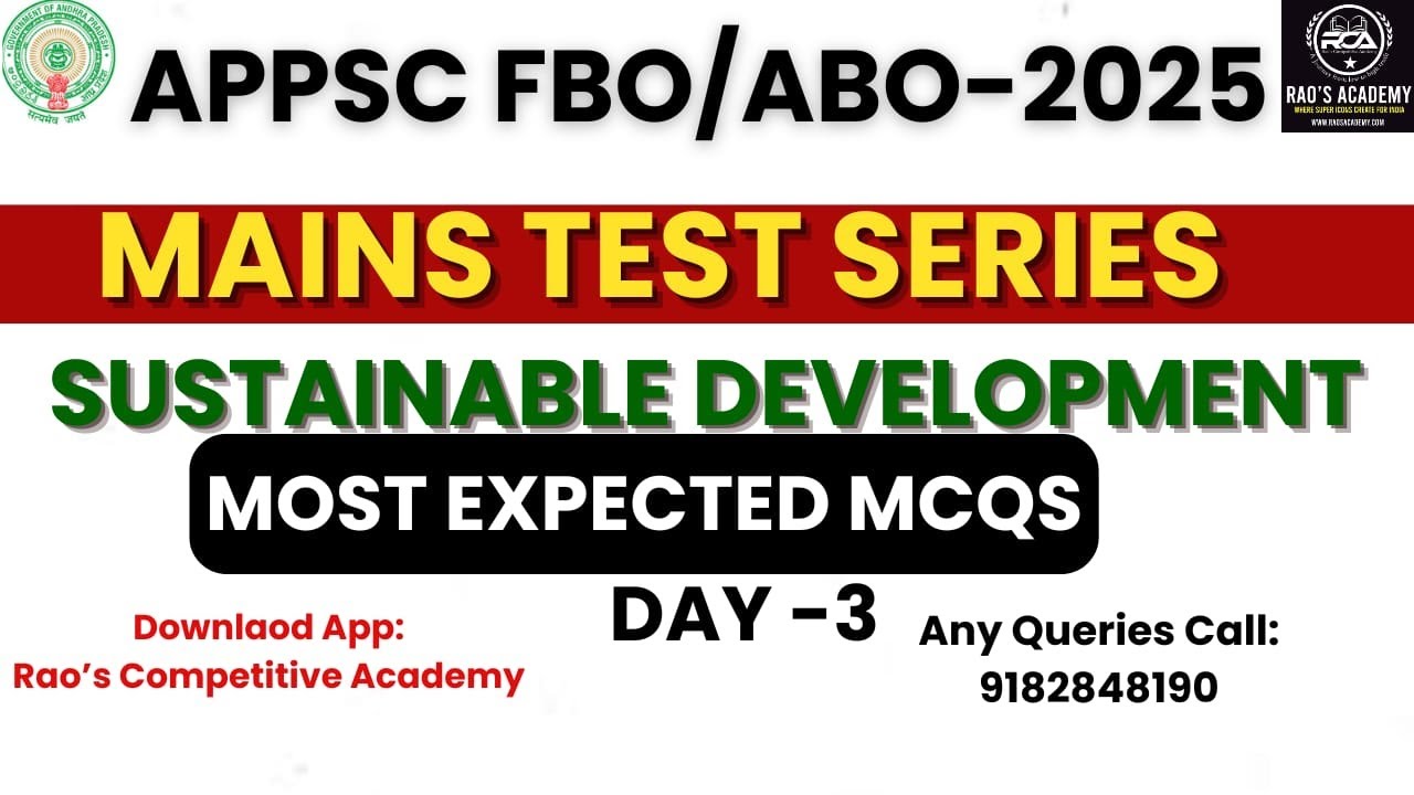 AP Forest Beat Officer Sustainable Development IMP MCQ's|Appsc FBO General Studies| Day-3#appsc #fbo