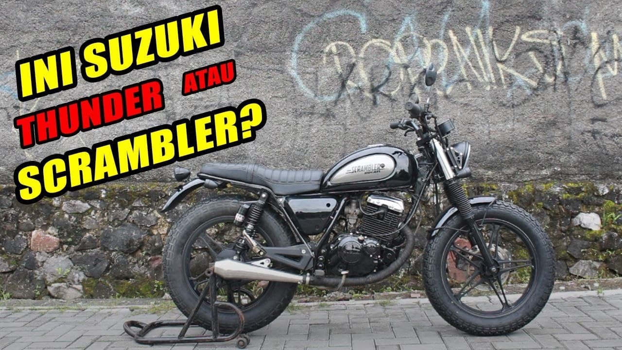 Modifikasi Suzuki Thunder 125 dengan gaya Scrambler