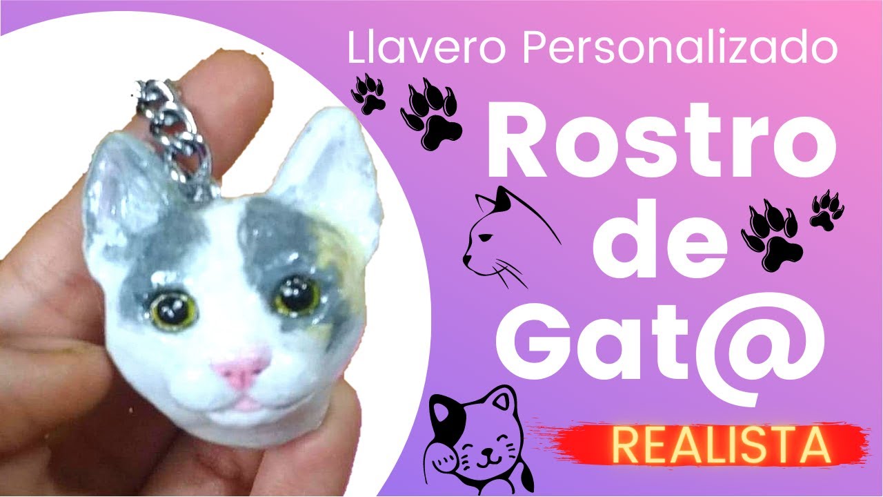 ROSTRO  de Gato REALISTA en Porcelana Frìa - Curso Gratis