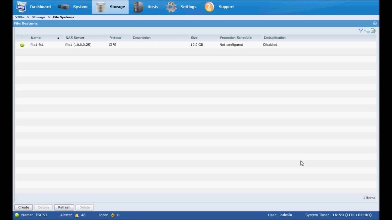 EMC VNXe 3200 Konfiguration File SMB/NFS (NAS)