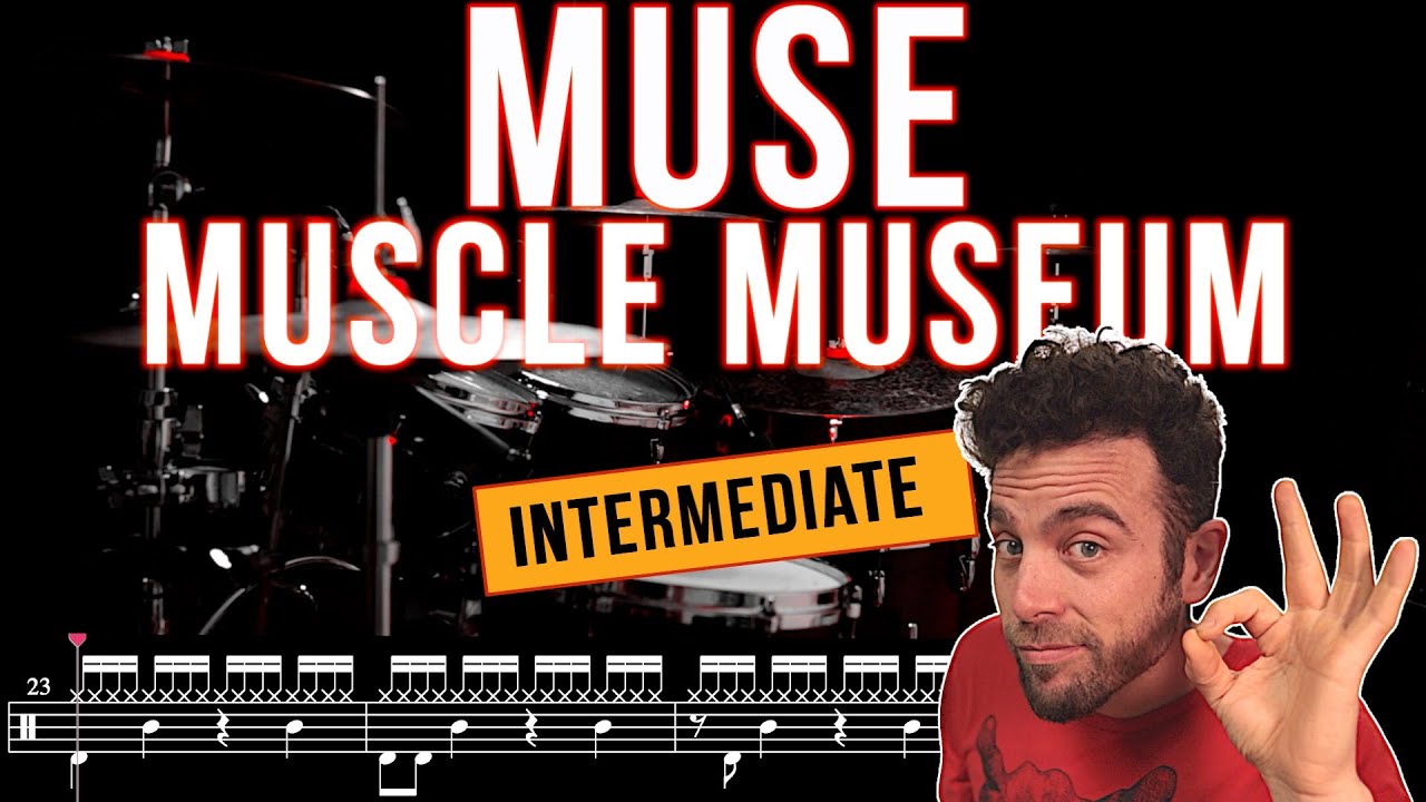 Muse - Muscle Museum - Drum cover (with scrolling drum score)
