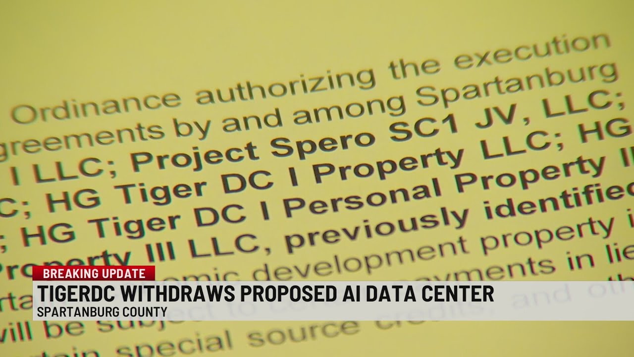 AI data center project withdrawn from Spartanburg County
