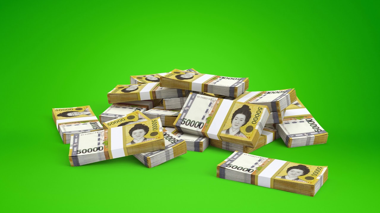 WON Money stacks falling green screen