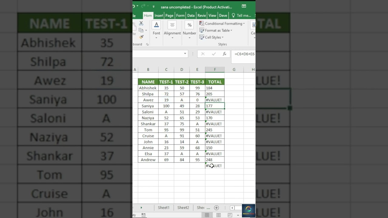 #value error in Excel ||#shorts