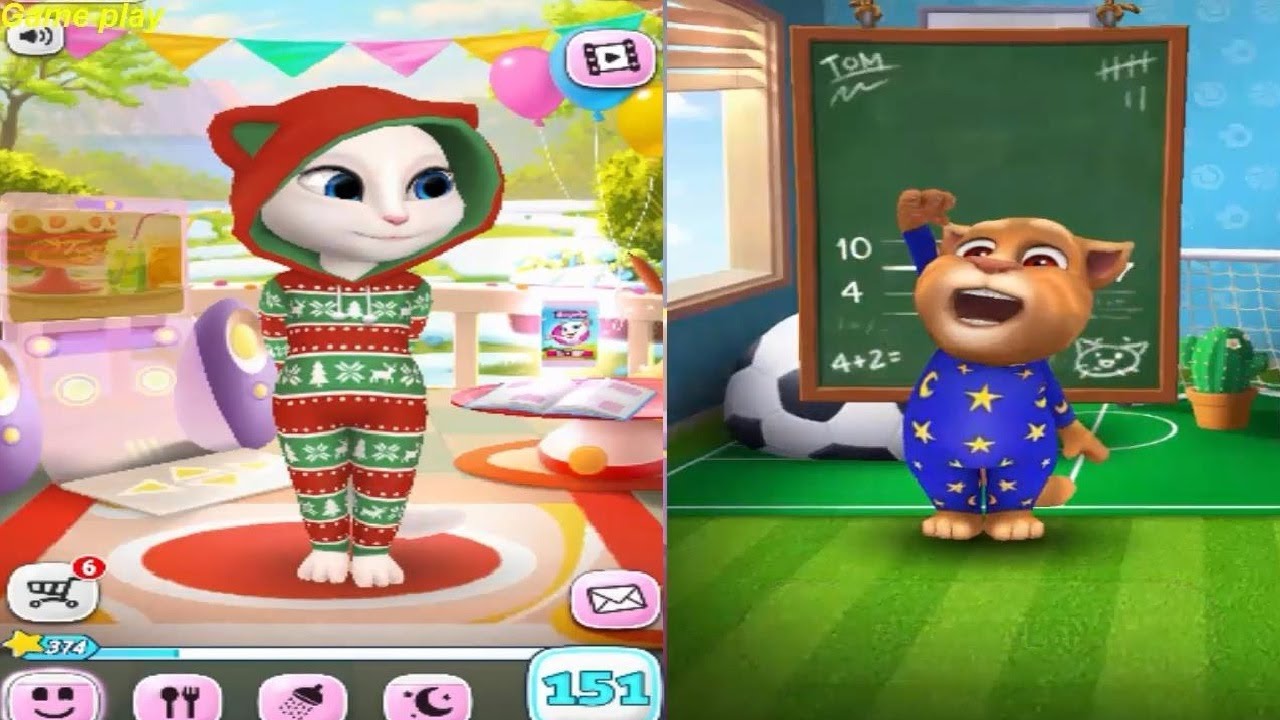 My Talking Angela Level 151 VS My Talking Tom Level 14 Gameplay