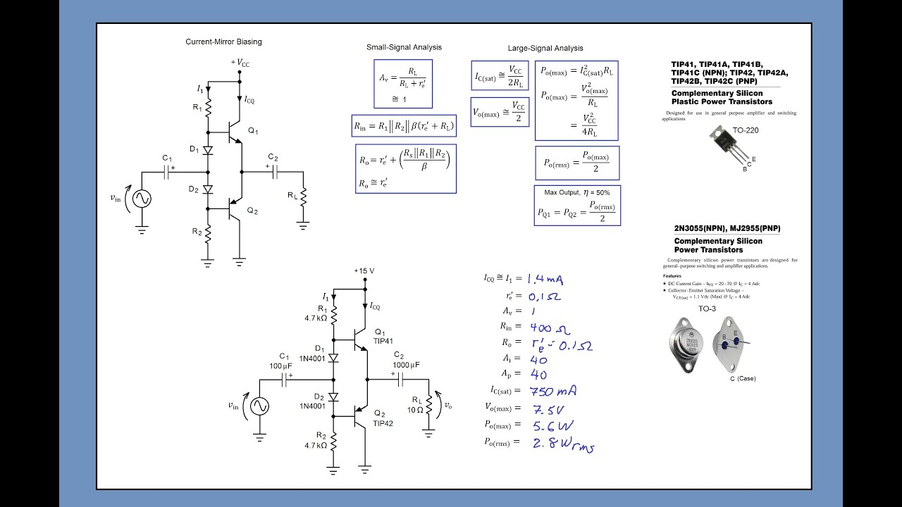 Topic 37: Class B and AB Power Amps and Current Mirror Biasing