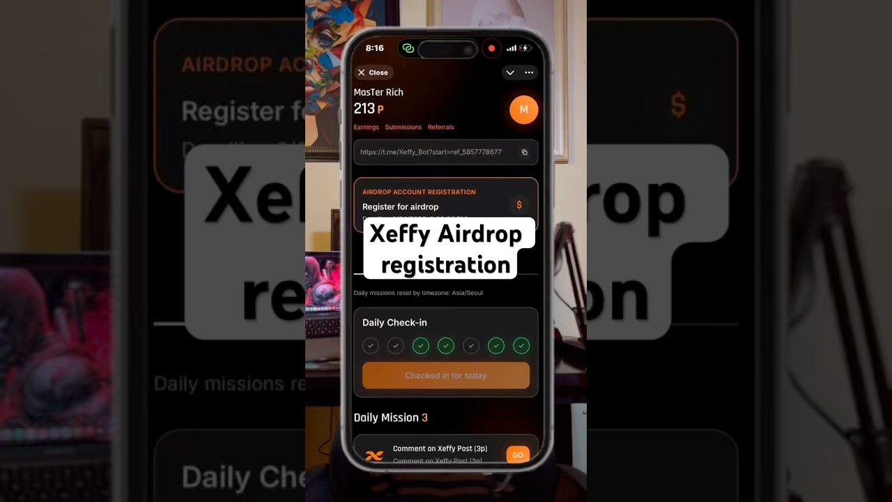 Xeffy Airdrop Registration || a step to step guide