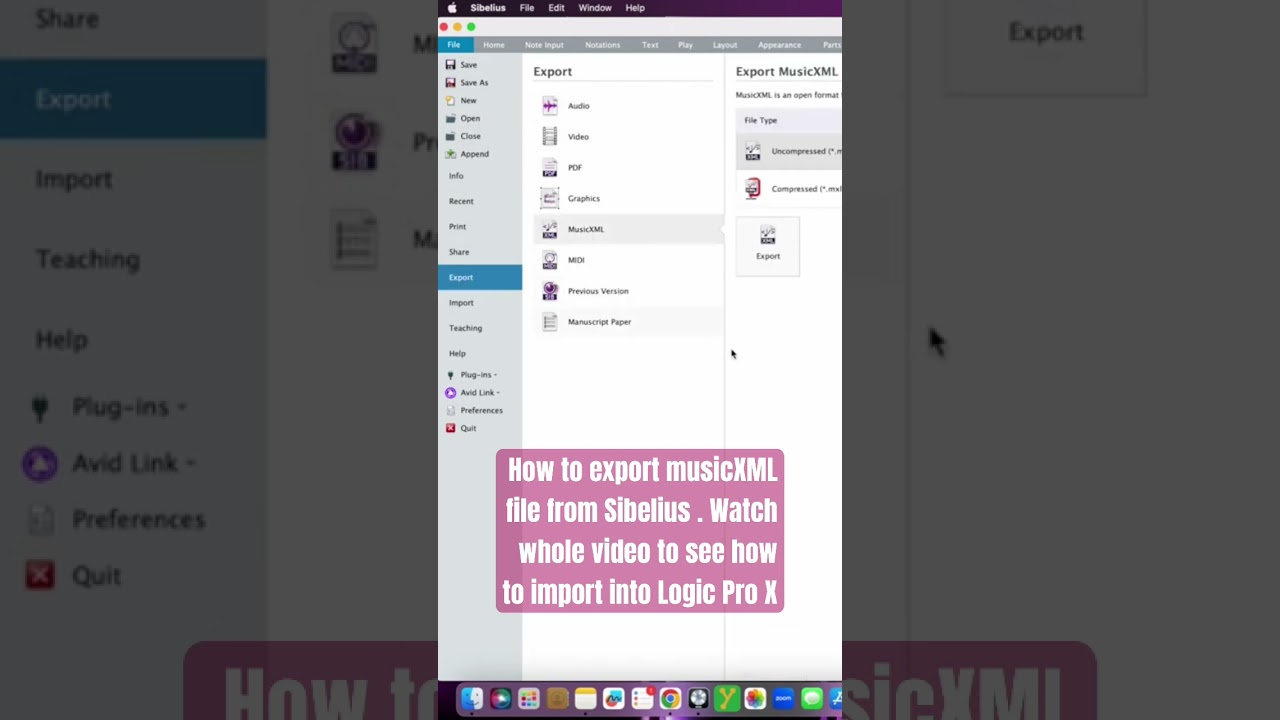 How to export musicXML file from Sibelius. #sibelius #logicprox