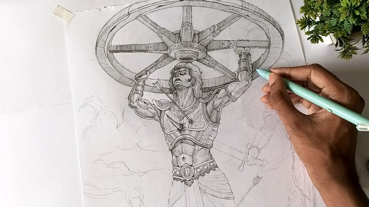 Abhimanyu's Last Stand: Drawing the Brave hero of Mahabharat 🏹 || Time-lapse drawing.