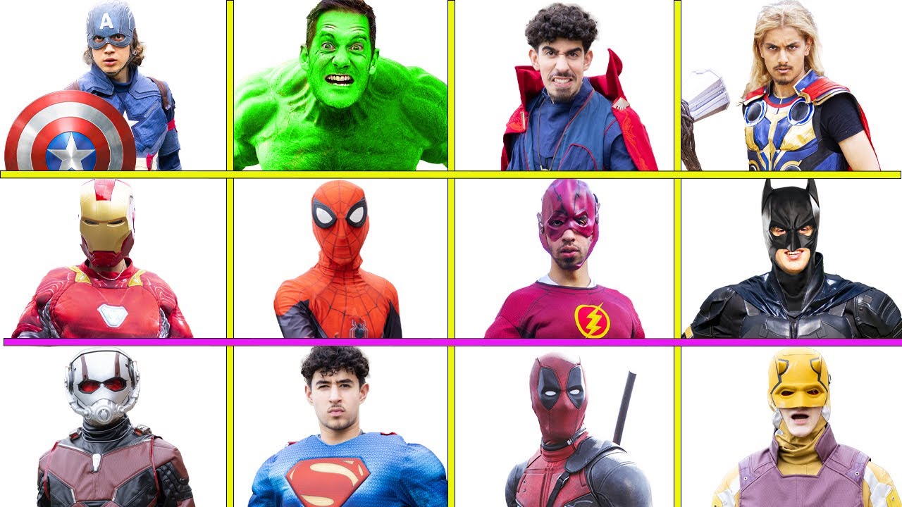 Superhero Transformations: Hulk/ Spider-Man/ Superman/ Captain America/ The Flash/ Batman