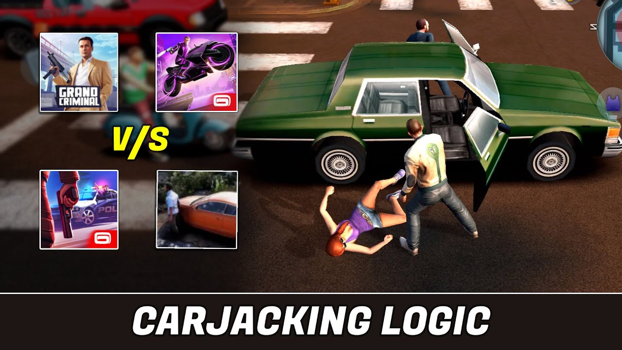 CARJACKING Logic Comparison - Popular Open World Mobile Games | GCO VS Madout  2 V/S Gangstar IV