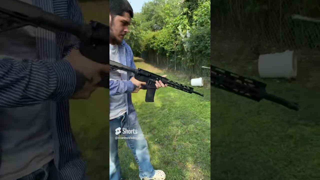 Jalando mi r15 caliber 556. , disparando rifle5.56 #cuernodechivo #armasdefuego #pistolastraumaticas