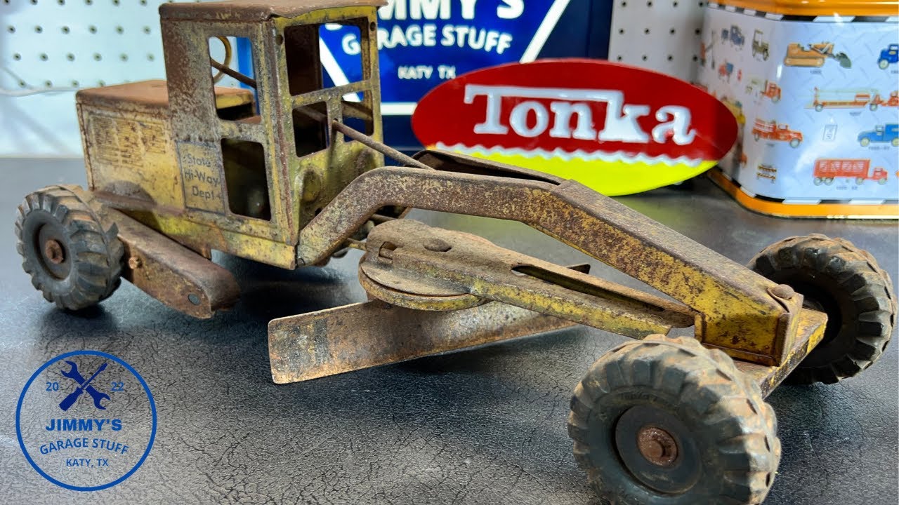 VINTAGE 1950s TONKA ROAD GRADER RESTORATION - SANDBLASTED & POWDER COATED - RUSTY