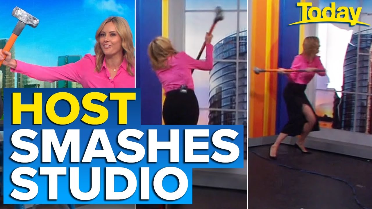 Ally smashes up studio with sledgehammer | Today Show Australia