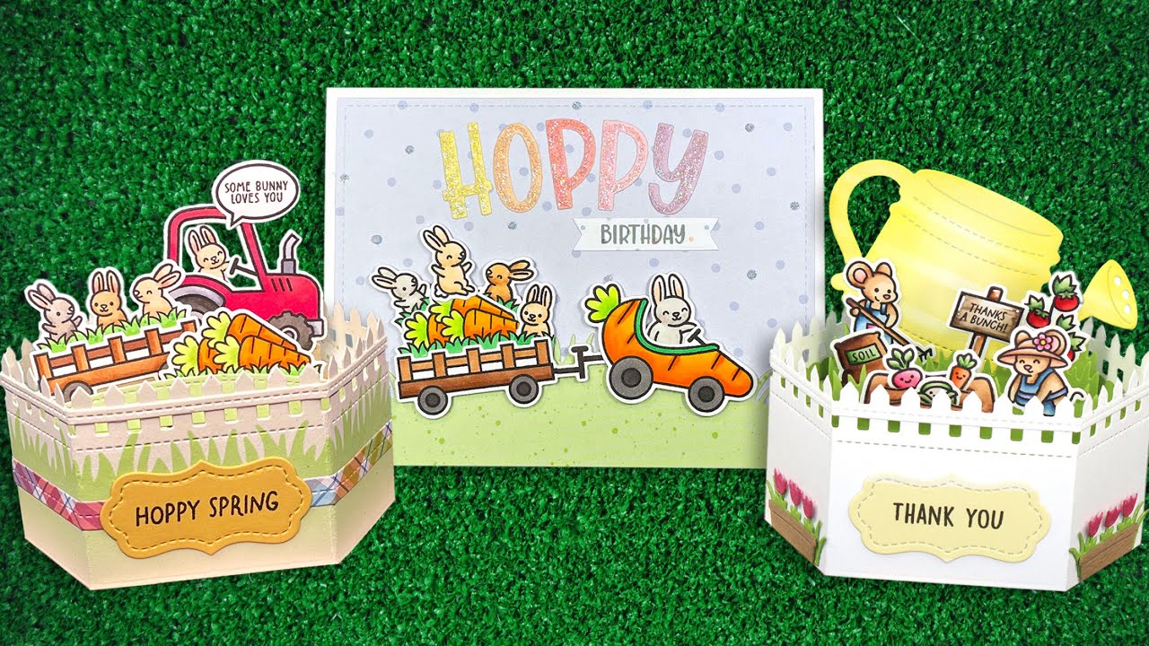 Intro to Platform Pop-Up Picket Fence Wrap Around & Hay There, Hayrides! Bunny Add-On + 3 cards